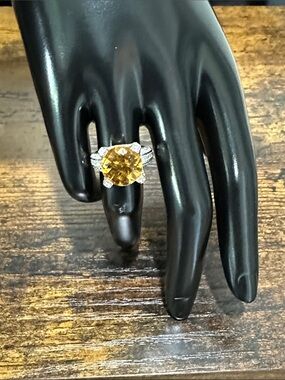 14k Gold Citrine Pavé Accents Cocktail Ring EFFY
